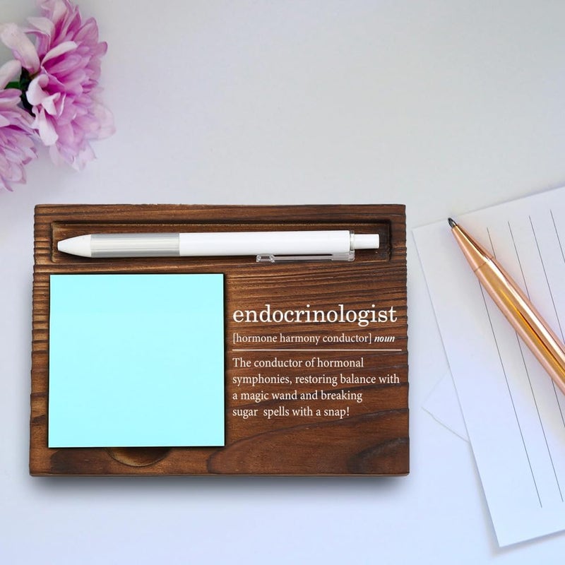 VYNWPDFLI Endocrinologist Gift – Funny Hormone Doctor Appreciation, Medical Office Decor, Engraved Desk Organizer, Wooden Sticky Note Holder,LQQ88 - Image 4